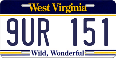 WV license plate 9UR151