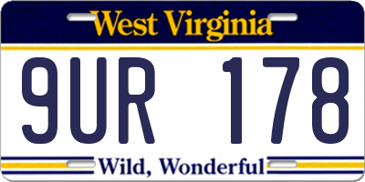 WV license plate 9UR178