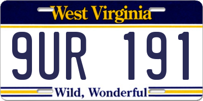 WV license plate 9UR191