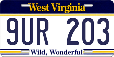 WV license plate 9UR203