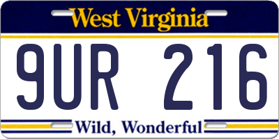 WV license plate 9UR216