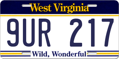 WV license plate 9UR217