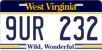 WV license plate 9UR232