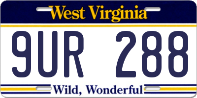 WV license plate 9UR288