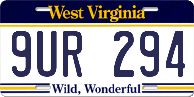 WV license plate 9UR294