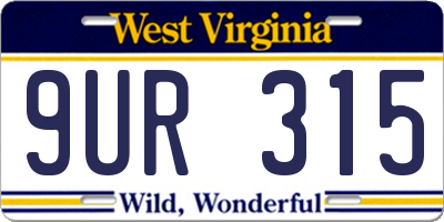 WV license plate 9UR315