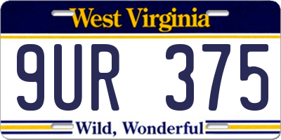 WV license plate 9UR375