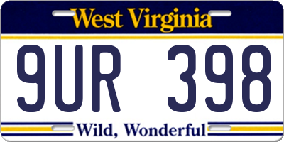 WV license plate 9UR398