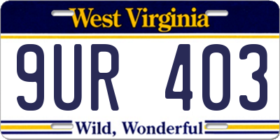 WV license plate 9UR403