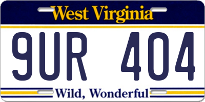 WV license plate 9UR404