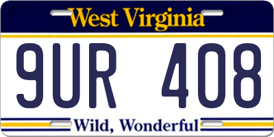 WV license plate 9UR408