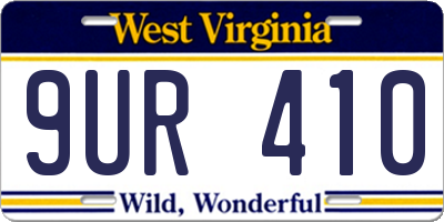WV license plate 9UR410