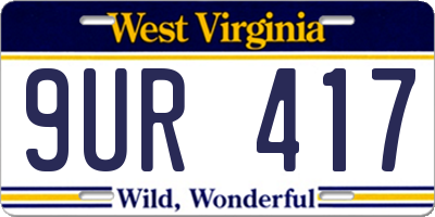 WV license plate 9UR417
