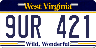 WV license plate 9UR421