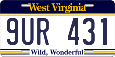 WV license plate 9UR431