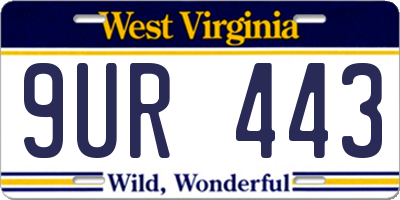 WV license plate 9UR443