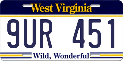WV license plate 9UR451