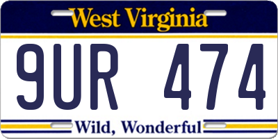 WV license plate 9UR474