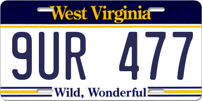 WV license plate 9UR477
