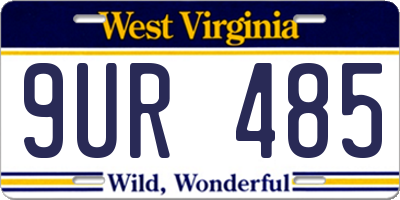 WV license plate 9UR485