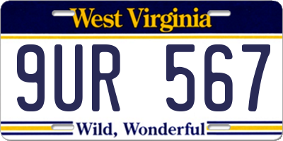 WV license plate 9UR567