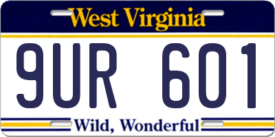 WV license plate 9UR601