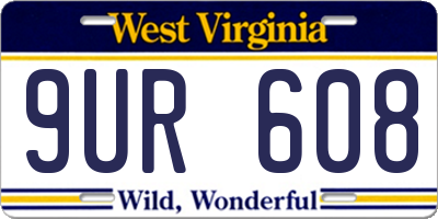 WV license plate 9UR608