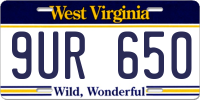 WV license plate 9UR650