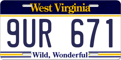WV license plate 9UR671