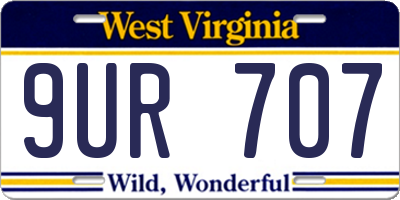 WV license plate 9UR707