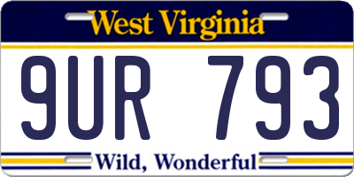 WV license plate 9UR793