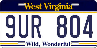 WV license plate 9UR804