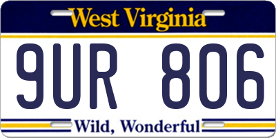 WV license plate 9UR806
