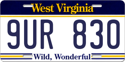 WV license plate 9UR830