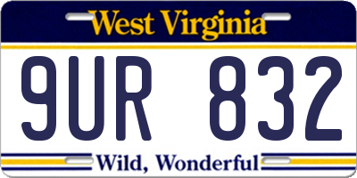 WV license plate 9UR832