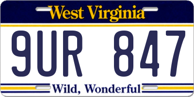 WV license plate 9UR847