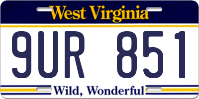 WV license plate 9UR851
