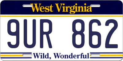 WV license plate 9UR862