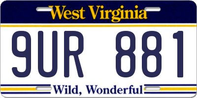 WV license plate 9UR881