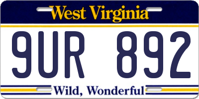 WV license plate 9UR892