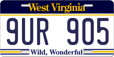 WV license plate 9UR905
