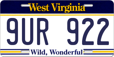 WV license plate 9UR922