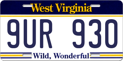 WV license plate 9UR930