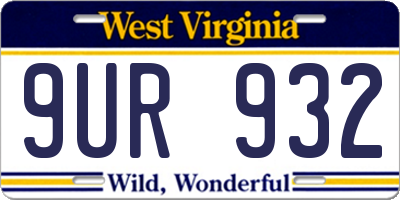 WV license plate 9UR932