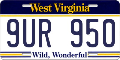 WV license plate 9UR950