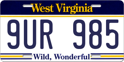 WV license plate 9UR985