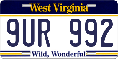 WV license plate 9UR992