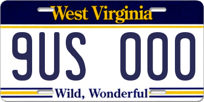 WV license plate 9US000