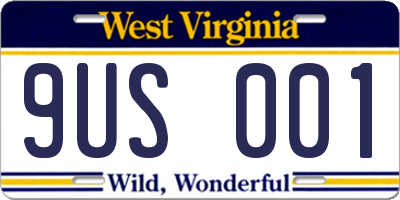 WV license plate 9US001