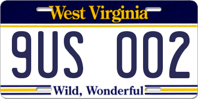 WV license plate 9US002